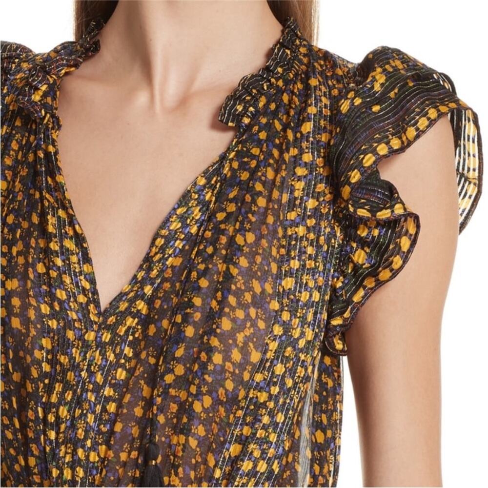 Ulla Johnson Nyssa Sleeveless Floral Silk Dress in Noir Size 0 - Picture 6 of 15